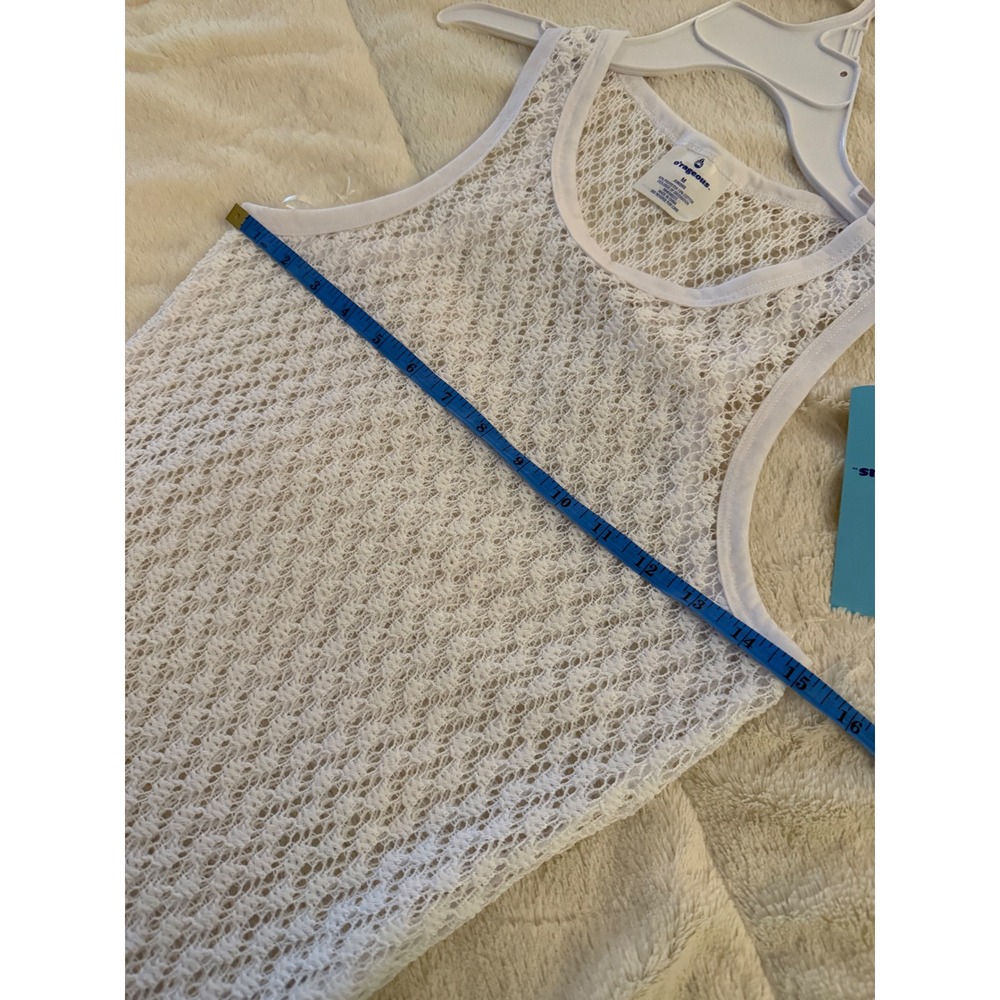 O'rageous White Crochet Knit Maxi Dress Sleeveless Beach Cover Up Medium